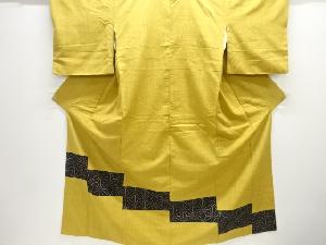 作家物 切り嵌め 刺し子 麻の葉模様手織り真綿紬訪問着(内袖付き)